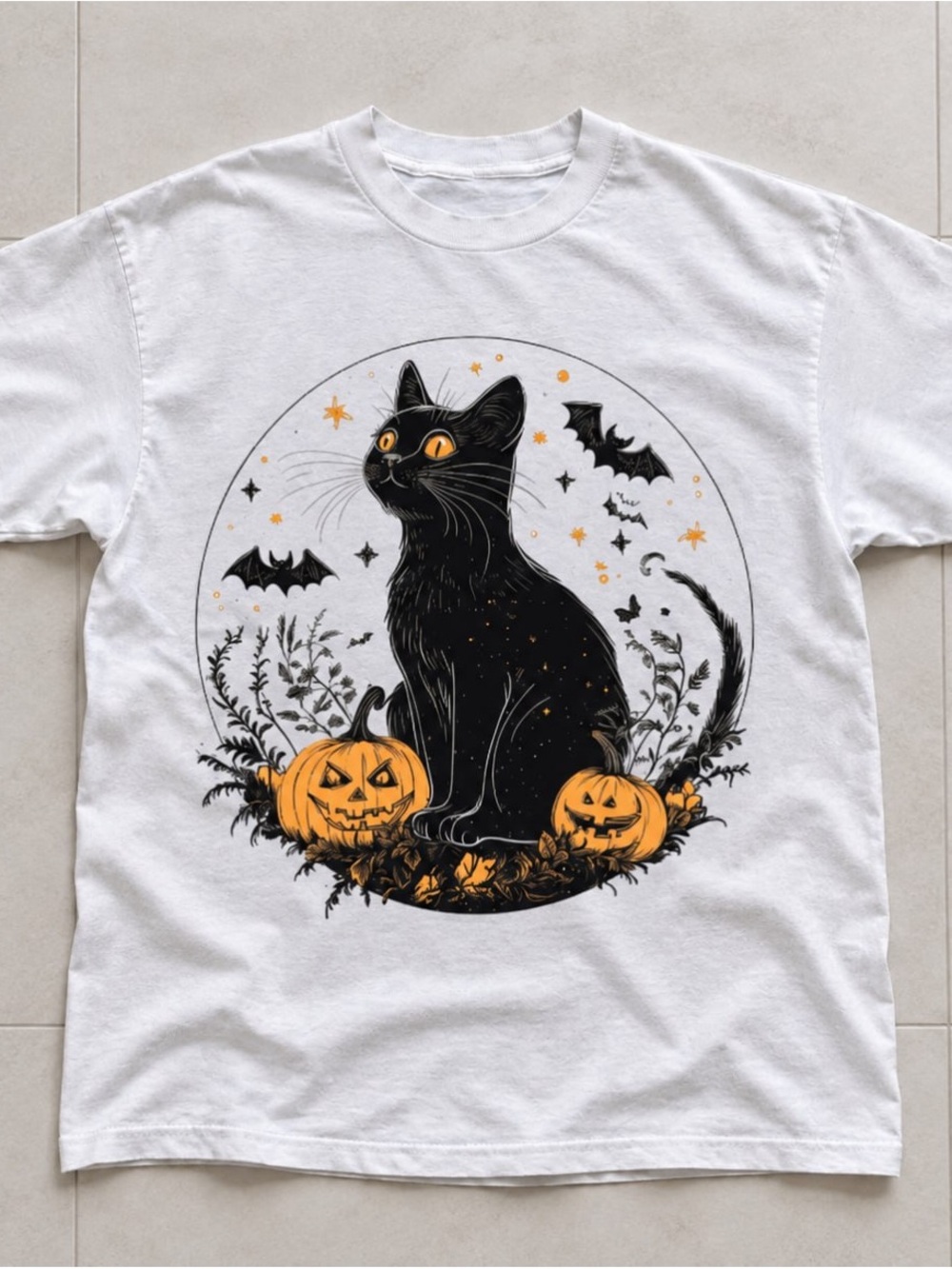 Halloween Black Cat Gildan Graphic T-Shirt